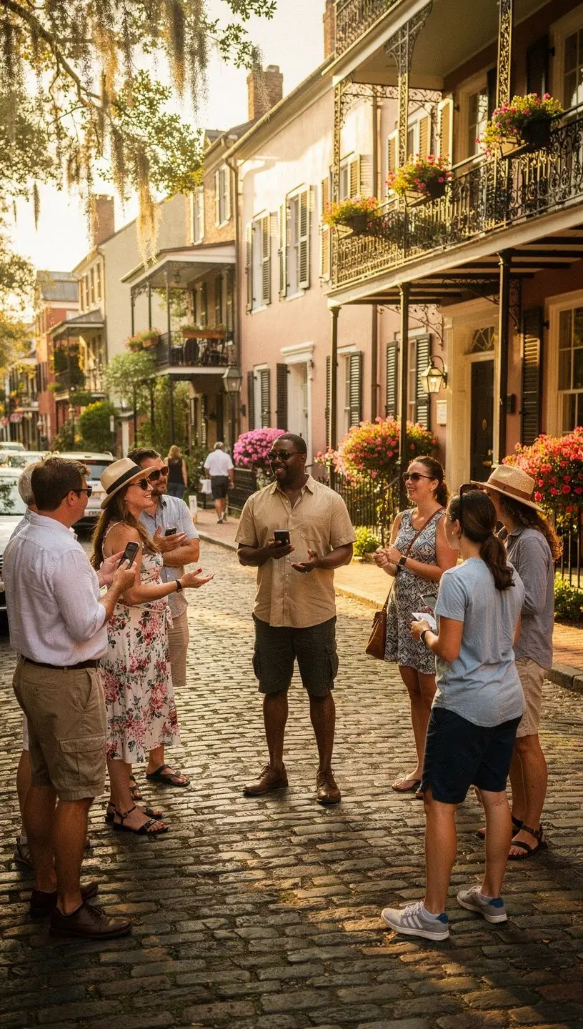 Local guide leading travelers through a vibrant city